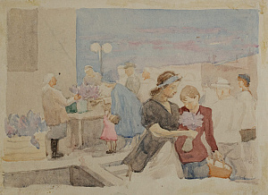 Эйгес Ольга Вячеславовна (1910-1996).
Цветочный рынок. 1960-е.