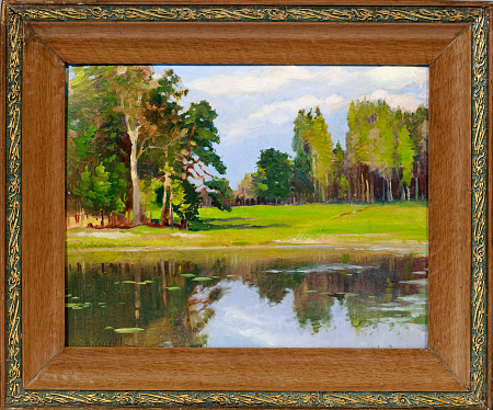 Хохряков Николай Николаевич (1857-1928). Лесной пейзаж с озером. Первая четверть ХХ века.