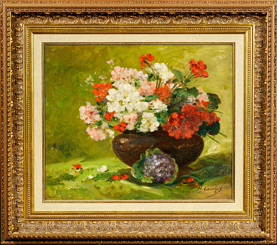 Эжен Анри Кошуа (Eug?ne Henri Cauchois) (1850-1911). 
Букет герани. Конец XIX - начало ХХ века.