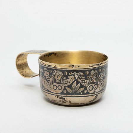 Ковш в русском стиле с изображением русалок. СССР, Великий Устюг, артель "Северная чернь", 1958 г.