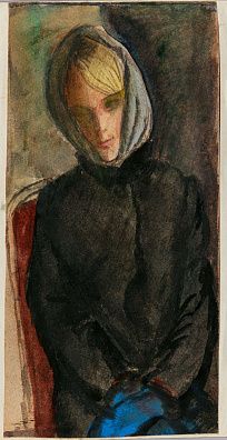 Беззубов Юрий Иванович (1937-2006).Девушка в платке. 1970-е.