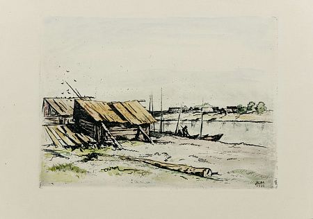 Митрохин Дмитрий Исидорович (1883-1973). 
Рыбачьи избы. 1930-е.