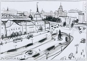 Шевченко Александр Николаевич (р.1964).
Комсомольская площадь в Москве. 1990-е.