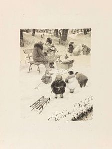 Неизвестный художник. Россия. На скамейке. 1950-е - 1960-е.