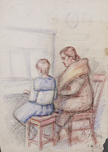 Эйгес Вениамин Pоманович (1888-1956).Урок музыки. 1947.
