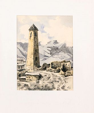 Зубченков Петр Петрович (1910-1978). Ингушетия. Боевая башня в долине реки Арль. Третья четверть ХХ века.