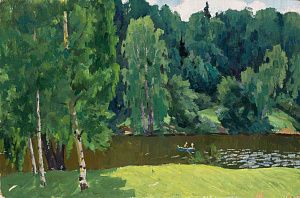 Пыриков Борис Викторович (1925-1987). Лодка на реке. 1970-е.