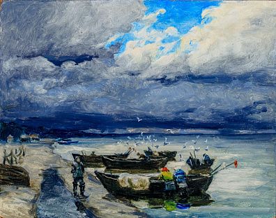 Калниньш Эдуард Фридрихович (1904-1988). (?)
Рыбачьи лодки. Вторая половина ХХ века.
