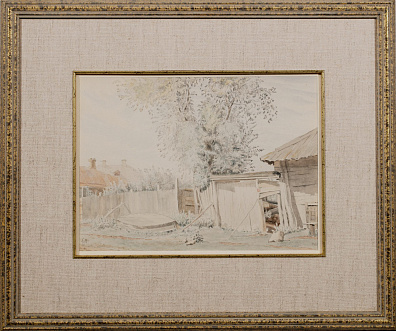 Неизвестный художник. Россия.
Деревенский дворик. 1925.