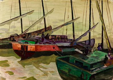 Мусалов Абдулхак Хусутдинович (1922-2005).
Реюшки на причале. 1956.