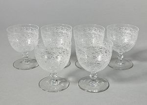 (Баккара) Шесть бокалов сервиза Rohan. Франция, фирма Baccarat, середина ХХ века.