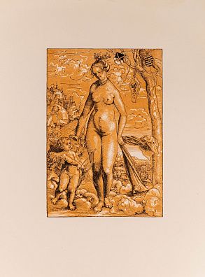 Венера и Купидон. Лист из альбома "Лукас Кранах Старший. Гравюры и ксилографии". 1972.
