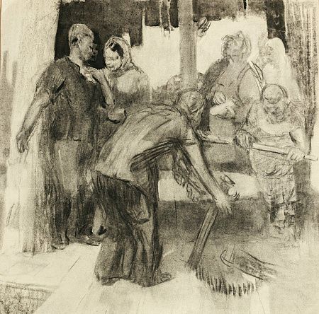 Неизвестный художник. Россия. 
Жанровая сцена. 1940-е.