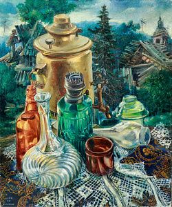 Калинин Вячеслав Васильевич (р. 1939). 
Натюрморт с самоваром. 1976.