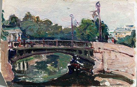 Сретенский Григорий Александрович (1899-1973). Пейзаж с мостом. 1950-е.