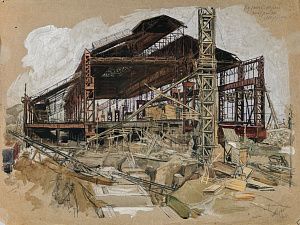 Соколов Илья Алексеевич (1890–1968). Кузнецкстрой. Постройка "Мартена". 1931.