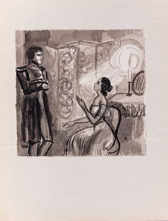 Кафенгауз (Прудковская) Тамара Андреевна (1893-1969).Иллюстрация к повести А.С.Пушкина "Пиковая дама". 1940-е.