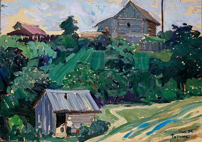 Тутунов Андрей Андреевич (р.1928).Деревенский пейзаж. 1954.