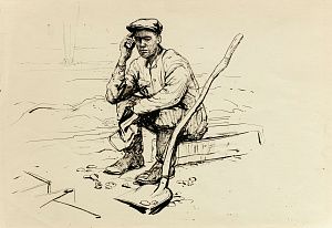 Неизвестный художник. Россия.
Три рисунка. На строительстве Братской ГЭС. 1958 .