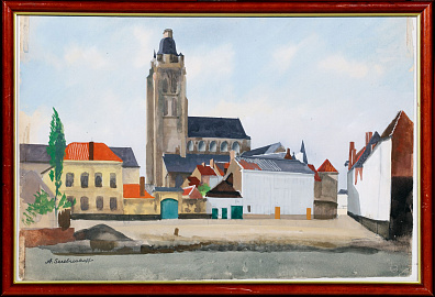 Серебряков Александр Борисович (1907-1995).
Площадь с готическим собором. 1930-е.