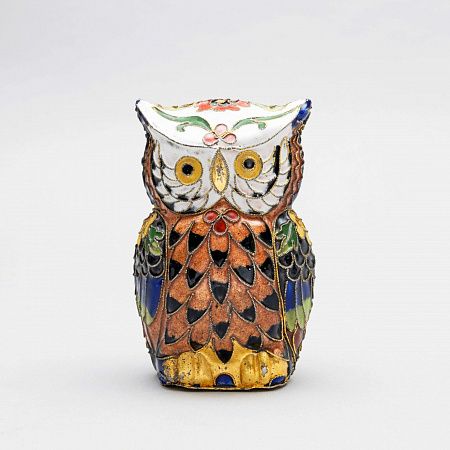 Скульптура "Сова" в технике клуазоне (двусторонняя). Китай, 1950-е годы.