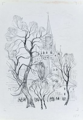 Усачев Николай Васильевич (р.1934). Вид на Московский Кремль из Александровского сада. 1980-е.