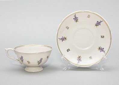 Чайная пара "Незабудки". СССР, Первомайский фарфоровый завод (Песочное), 1952-76 годы.