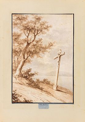 Неизвестный художник. Западная Европа. Придорожный крест. 1827.