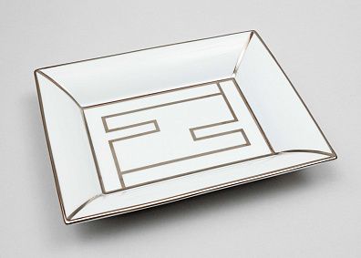 (Fendi на лиможском фарфоре). Пепельница с меандровым узором. Италия, фирма Fendi (дизайн), Лимож (белье), последняя треть ХХ века.
