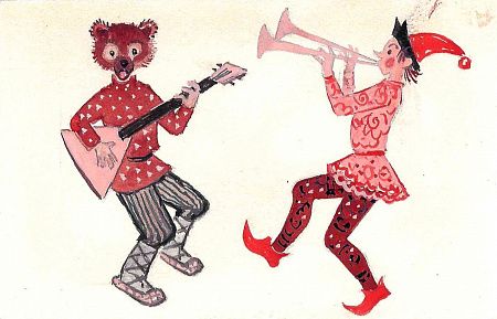 Корчемкин Лев Николаевич (1912-2001). Две иллюстрации к сборнику фольклора "Чудесный короб". Конец 1980-х.