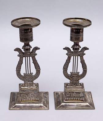 Парные подсвечники "Лира". Швеция. 1825.
