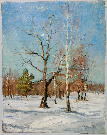 Неизвестный художник. Россия. Зимний пейзаж. 1940-е - 1950-е.