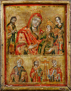 Икона "Богоматерь с избранными святыми". Греция. XVIII век.
