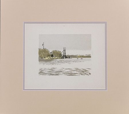 Конашевич Владимир Михайлович (1888-1963). Физкультурный уголок на берегу Невы у Петропавловской крепости. Литография из альбома "Ленинград. Новые пейзажи 1917-1932". 1932.