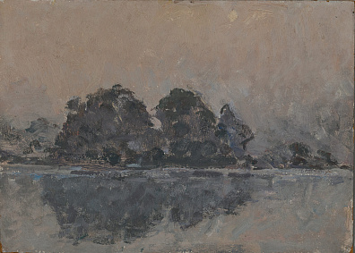 Неизвестный художник. Россия. Пейзаж в розовой дымке. 1950-е.