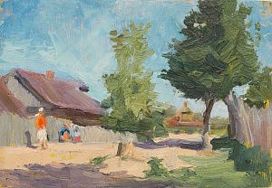 Семячкин Павел Семенович (р.1923). В деревне. Этюд. 1960-е.