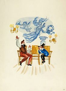 Лемкуль Федор Викторович (1914-1995). За столом. Иллюстрация к сборнику "Ботинок, бинокль и другие". 1980-е.