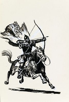 Усачев Николай Васильевич (р.1934). Иллюстрация к книге Александра Карсницкого "Русичи". 1980-е.