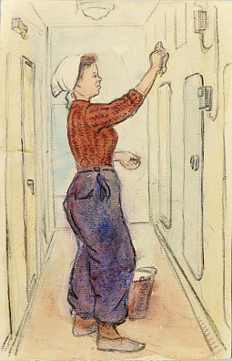 Щеглов Евгений Борисович (1927-1991). Уборка в трюме. 1954.