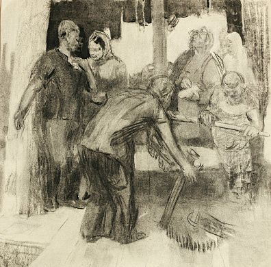 Неизвестный художник. Россия. 
Жанровая сцена. 1940-е.