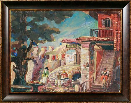 Эрдман Борис Робертович (1899-1960). Внутренний двор. Эскиз театральной декорации комедии К. Гольдони "Хозяйка гостиницы". 1940-е.