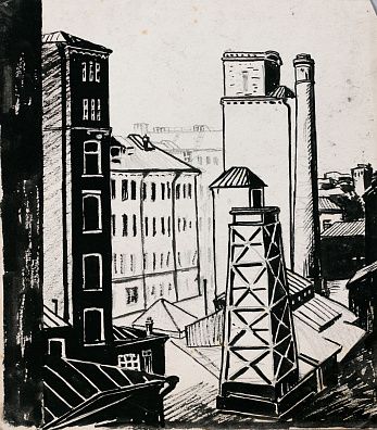 Якимченко Александр Георгиевич (1878–1929). 
Вид на город из окна. 1921.