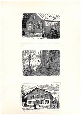 Быков Федор Семенович (1885-1966). Три иллюстрации к повести М.Горького "Детство". По рисунку А.Б.Дехтерева. 1940-е.