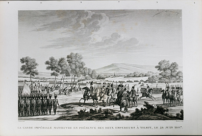 Эдме Бовине (Edme Bovinet) (1767-1832)."Маневры императорской французской гвардии во время встречи двух Императоров в Тильзите 28 июня 1807 года". Первая треть XIX века.