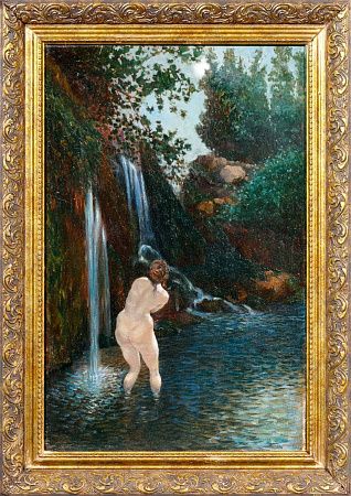 Неизвестный художник. Западная Европа. Купальщица у водопада. Начало ХХ века.