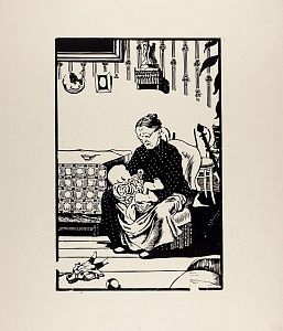 Соколов Илья Алексеевич (1890–1968). 
Бабушка и внучка. Из серии "Уходящий быт". 1922.