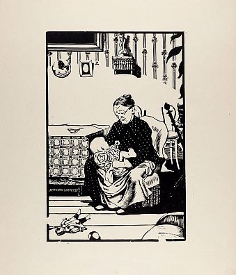 Соколов Илья Алексеевич (1890–1968). 
Бабушка и внучка. Из серии "Уходящий быт". 1922.