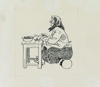 Гуревич Борис Абрамович (1929-?).
Старушка на кухне. 1960-е.