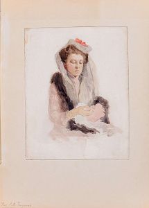Гольдингер Екатерина Васильевна (1880-1973).
Портрет дамы в накидке. 1910-е.