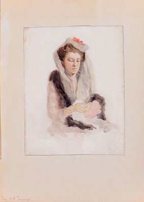 Гольдингер Екатерина Васильевна (1880-1973).
Портрет дамы в накидке. 1910-е.
